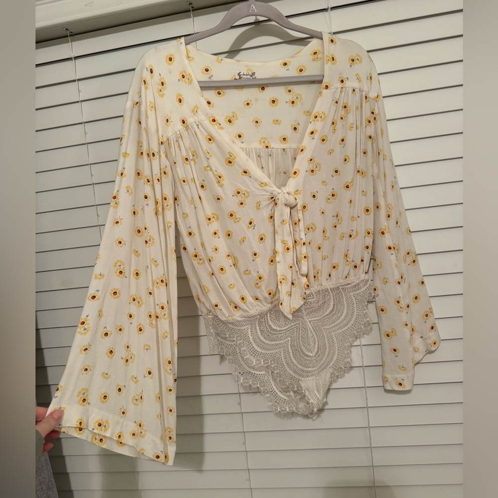 Free People Bell Sleeve bodysuit